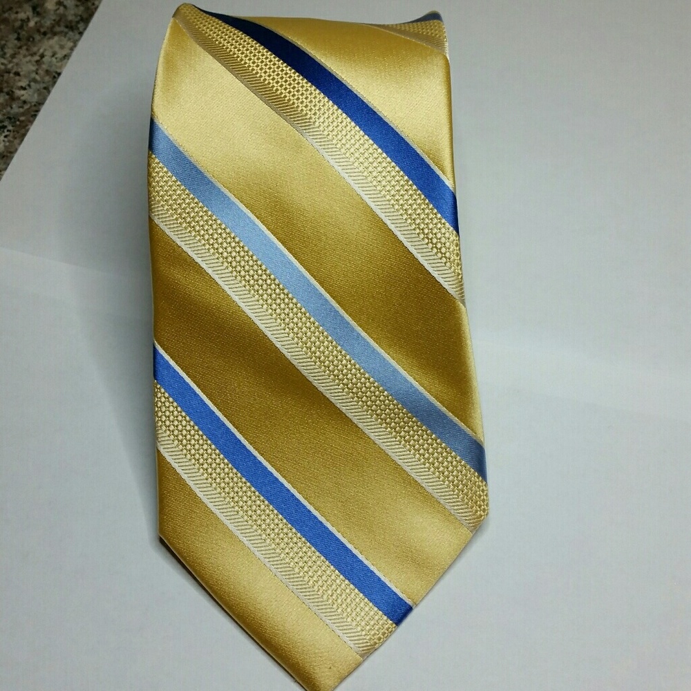 Michael Kors Men's Tie Blue & Gold Stripe